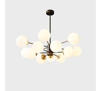 KXEcoLife All-Copper Nordic Molecular Lamp Magic Bean Chandelier, Modern and Simple Restaurant Minimalist Copper Ceiling Light, Stylish Pendant Light,Black,6+6 heads