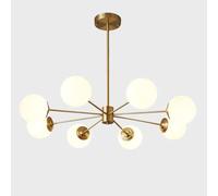 KXEcoLife All-Copper Nordic Molecular Lamp Magic Bean Chandelier, Modern and Simple Restaurant Minimalist Copper Ceiling Light, Stylish Pendant Light,Gold,8 heads