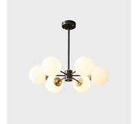 KXEcoLife All-Copper Nordic Molecular Lamp Magic Bean Chandelier, Modern and Simple Restaurant Minimalist Copper Ceiling Light, Stylish Pendant Light,Black,6 heads