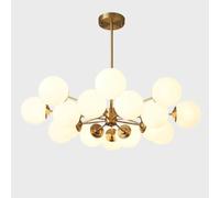 KXEcoLife All-Copper Nordic Molecular Lamp Magic Bean Chandelier, Modern and Simple Restaurant Minimalist Copper Ceiling Light, Stylish Pendant Light,Gold,8+8 heads