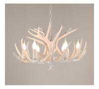 KXEcoLife American Retro Deer Antler Chandelier Personality Creative Living Room Restaurant Bedroom Study Clothing Store Log Cabin Cafe Bar Pendant Light (H A 6 Lights)