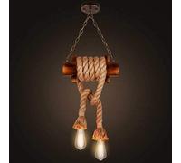 KXEcoLife American Retro Industrial Hemp Rope Chandelier Creative Personalized Bamboo Ceiling Light, for Dining Rooms, Living Bars, E27 Light Source Home Lighting