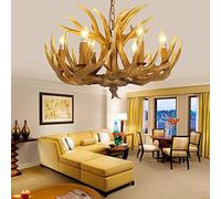 KXEcoLife Antler Ceiling Light Chandelier 6 Light, Faux Large Fixtures, E14 Deer Rustic Lighting for Dining Room Living Bar Cafe,