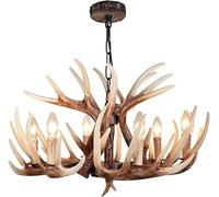 KXEcoLife Antler Chandelier Industrial Style 6 Lights, Resin Vintage Dining Room Living Bedroom Light,