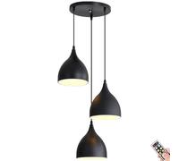 KXEcoLife Battery Operated Pendant Light with Remote Control - Modern Wireless Ceiling Chandelier for Kitchen Island Dining Room Living No Wiring Required Easy Installation