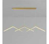 KXEcoLife Black Metal Modern LED Linear Chandelier Wave Light Dimmable Pendant Gold Nordic Contemporary White Ceiling Hanging Lamp for Dining Room Kitchen Island Breakfast Area Living