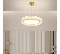 KXEcoLife Brass Pendant Lights Modern Master Bedroom Fabric Wrinkle Hanging Room Romantic Warm Circular Ceiling Lamp Tricolor Light Source,Chandelier innovate