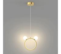 KXEcoLife Cartoon Bear Pendant Light, Modern 16W LED Hanging Lamp, Mini Bedside Chandelier, Ring Metal Suspension Lamps with Acrylic Lampshade, Nordic Simple Drop Lights for Bedroom Made in
