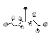 KXEcoLife Chandelier Adjustable Metal Arm Dining Room Pendant Light,E27 3-Lights Glass Bubble Ball Lighting,Industrial Chandelier-Amber Lampshade Black 8 Head (Gradient Blue Household faucet