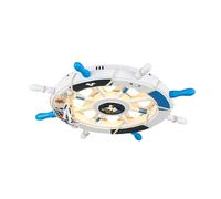 KXEcoLife Chandeliers Nautical Style Pirate Ceiling Light Rudder Sunshade Lamp Children's Room Close To Fixtures for Bedroom Boys Kindergarten Living (Color : Blue and White