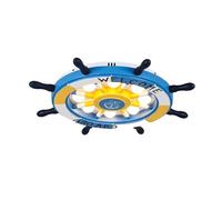 KXEcoLife Chandeliers Nautical Style Pirate Ceiling Light Rudder Sunshade Lamp Children's Room Close To Fixtures for Bedroom Boys Kindergarten Living (Color : Blue and White