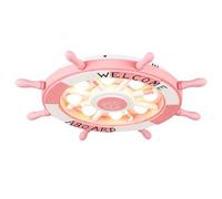 KXEcoLife Chandeliers Nautical Style Pirate Ceiling Light Rudder Sunshade Lamp Children's Room Close To Fixtures for Bedroom Boys Kindergarten Living (Color : Blue and White