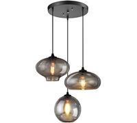 KXEcoLife Cluster Pendant Lighting Ceiling Light Fixtures Adjustable for Modern Kitchen Island, Dining Room Entrance Stairwell - includes E27 Bulb Base(Color:Gray)