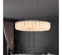 KXEcoLife Copper Living Room Circular LED Pendant lamp Modern Simple Villa Decor Bedroom Dining Light Luxury Glass Chandelier