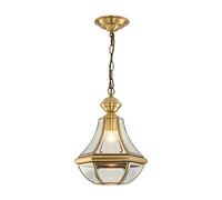 KXEcoLife Country Style Retro Pendant Light with Transparent Glass Mini Chandelier Kitchen Island Lighting Fixture Vintage Brass Finish Ceiling Lamp-Clear 26x28cm(10x11inch)