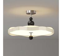 KXEcoLife Cream Wind Modern Round Bedroom Ceiling Light Fixture Mid Century Vintage Flying Saucer Hallway Semi Flush Mount Lamp Nordic White Kitchen Chandelier For Living Room Aisle