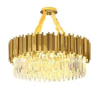 KXEcoLife Crystal Chandelier Lights Modern Gold Pendant Light, Dimmable LED Luxury K9 Hanging Fitting, Round Lampshades Ceiling for Hotel Villa Living Room (75CM)