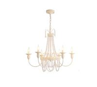 KXEcoLife Crystal French Chandeliers For Bedroom Large Vintage Mount Kitchen Ceiling Light Mid Century Living Room Gothic Chandelier With Cream Style 6-Light Pendant Lighting Fixture Dining