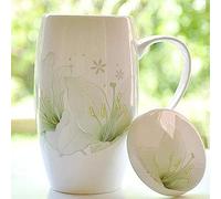 KXEcoLife Cup Mug Boutique Hotel Luxurious Coffee Shop 9 Colors Optional 700ML High Capacity with Lid Simple Bone China Creative Drinking Glass Office Female Ceramic M 700ml,A,700ml,Pleasant