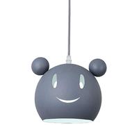 KXEcoLife Cute Mouse Pendant Light Fitting Fun Smiley Face Cartoon Chandelier Ceiling Lamp Shade Wrought Iron Hanging Lights 4 Colors E27 Height Adjustable Children's Bedroom Kids Room (Grey