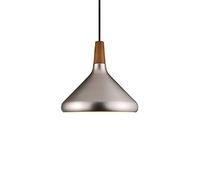 KXEcoLife Danish Vintage Small Chandelier - Adjustable Nordic Industrial Pendant Light with Oak Wood and Iron Finish for Home, Bar, Restaurant, Café(Silver,27CM)