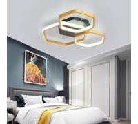KXEcoLife Dimmable 80W LED Ceiling Light Modern 3/5 Round Ring Recessed Fixture with Remote Control Gold & Black Design for Living Room Bedroom Kitchen Office Lounge (45CM)