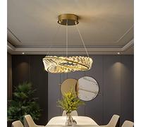 KXEcoLife Dimmable Ring Chandelier Contemporary LED Crystal Pendant Light for Dining Room Kitchen Island Hanging Modern 1 Ring-Gold 40x40x8cm(16x16x3inch) Stabilize