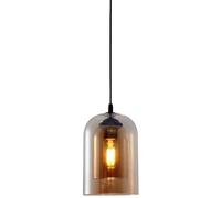 KXEcoLife Double Cylinder Glass Pendant Light Kitchen Island Modern Smoke Gray Farmhouse Industrial Hanging Lamp Large Amber Ceiling Chandelier for Dining Room Bedroom Restaurant Hallway Mad