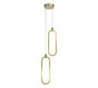 KXEcoLife Double Head Pendant Light Fixtures, Modern Gold Metal Hanging Lamp with Silicone Shade, Dome Adjustable Cord Chandelier for Kitchen Island Bedroom Restaurant Bar Counter(Double-end