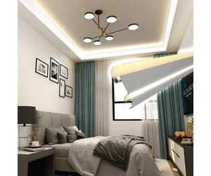 KXEcoLife Double Light ChannelCornice MoldingAluminum Crown Molding for Ceilings Indirect Lighting Decor 2.4m/7.8ft Perfect Home & Office Interior Design