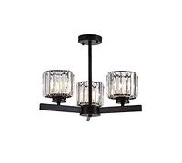 KXEcoLife E27 American Crystal Ceiling Light, Modern 3-Head Chandelier for Living Room, Bedroom, Dining Luxury Postmodern Iron Art Design, Creative Black Pendant Light.