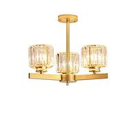 KXEcoLife E27 Crystal Chandelier, 3-Light Modern Luxury Ceiling Light for Living Room, Bedroom, Dining European Style Iron Art, Elegant Gold Finish, Postmodern Design