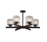 KXEcoLife E27 Crystal Chandelier, 6-Light Modern Black Iron Ceiling Light, Elegant Luxury Fixture for Living Room, Bedroom, Dining European Style, Postmodern Design.