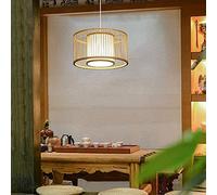 KXEcoLife E27 Rattan Retro Simple Classic Natural Bamboo Chandelier Creative Weaving Bedroom Restaurant Bar Japanese Style Bed And Breakfast Chandeliers Zen Tea Room Tatami Table Lamp Intere