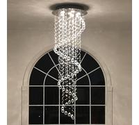KXEcoLife Elegant Spiral Crystal Chandelier Lights, Clear K9 Raindrop LED Ceiling Light Chrome Flush Mount Pendant Lighting Fixture for Livingroom Dining Room Hallway Stairway Foyer D50cm