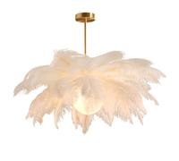KXEcoLife Elegant White Ostrich Feather Pendant Light Fixture - Luxurious Ceiling Chandelier Lampshade for Bedroom & Living Room Unique Lighting Décor
