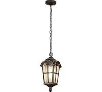 KXEcoLife Europe Outdoor Hanging Lantern Pendant Light Vintage Waterproof Ceiling Fixture Rustic Metal Glass Chandelier Adjustable Chain For Porch, Patio, Garden, Entryway, And Decor