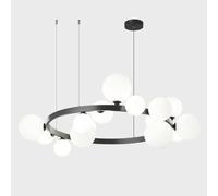 KXEcoLife G9 light luxury simple bubble orb chandelier, modern magic bean molecular glass for living room dining room,Black,15 heads