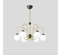 KXEcoLife G9 Scandinavian all copper light luxury chandelier, minimalist magic bean molecular for living room bedroom dining fixture,6 heads