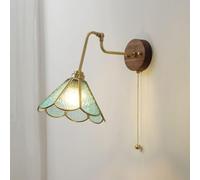 KXEcoLife Glass Wall Sconces Post-modern Indoor Lamp With Pull Wire Switch Single Light Adjustable Angle Bracket Living Room Bedroom Hotel Mounted Light, A