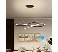 KXEcoLife Home Decoration Integrated LED Pendant Lamp 75W Chrome Remote Control Modern Minimalist Spiral Twisted Long Line Chandelier Gold And Black For Dining Room Living