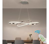 KXEcoLife Home Decoration Integrated LED Pendant Lamp 75W Chrome Remote Control Modern Minimalist Spiral Twisted Long Line Chandelier Gold And Black For Dining Room Living