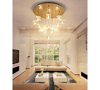 KXEcoLife Ice Cube Shape Glass Chandelier Staircase Lamp Long for High Ceiling Simple Modern Pendant Light Living Room Duplex Building Villa Hollow Multi Lights Large Made in China