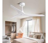 KXEcoLife Indoor Ceiling Fan Without Light Remote Control 6 Speeds Fans 3 Propeller Blades, DC Motor No For Bedroom Dining Room Living Kitchen Garage