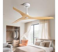 KXEcoLife Indoor Ceiling Fan Without Light Remote Control 6 Speeds Fans 3 Propeller Blades, DC Motor No For Bedroom Dining Room Living Kitchen Garage