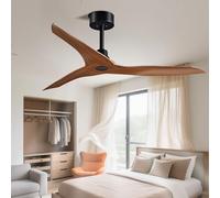 KXEcoLife Indoor Ceiling Fan Without Light Remote Control 6 Speeds Fans 3 Propeller Blades, DC Motor No For Bedroom Dining Room Living Kitchen Garage