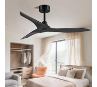 KXEcoLife Indoor Ceiling Fan Without Light Remote Control 6 Speeds Fans 3 Propeller Blades, DC Motor No For Bedroom Dining Room Living Kitchen Garage