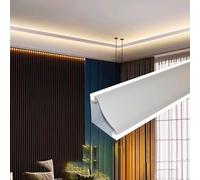 KXEcoLife LED Channel Mount Aluminum Crown Molding for Indirect Lighting2.2m/7.2ft Ceiling Trim Moulding Decorative Cove Track Home Office and Retail Spaces