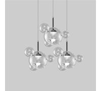 KXEcoLife LED Scandinavian bubble glass chandelier, creative art magic bean molecular for living room dining lamps and lanterns,3 heads