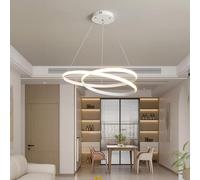 KXEcoLife Linear Surround Chandelier 120cm Adjustable Pendant Light White Minimalist Hanging Lamp Dimmable LED for Piano Room, Calligraphy Room,Meeting Room